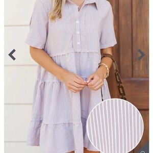 Elegant Striped Button-Down Mini Dress